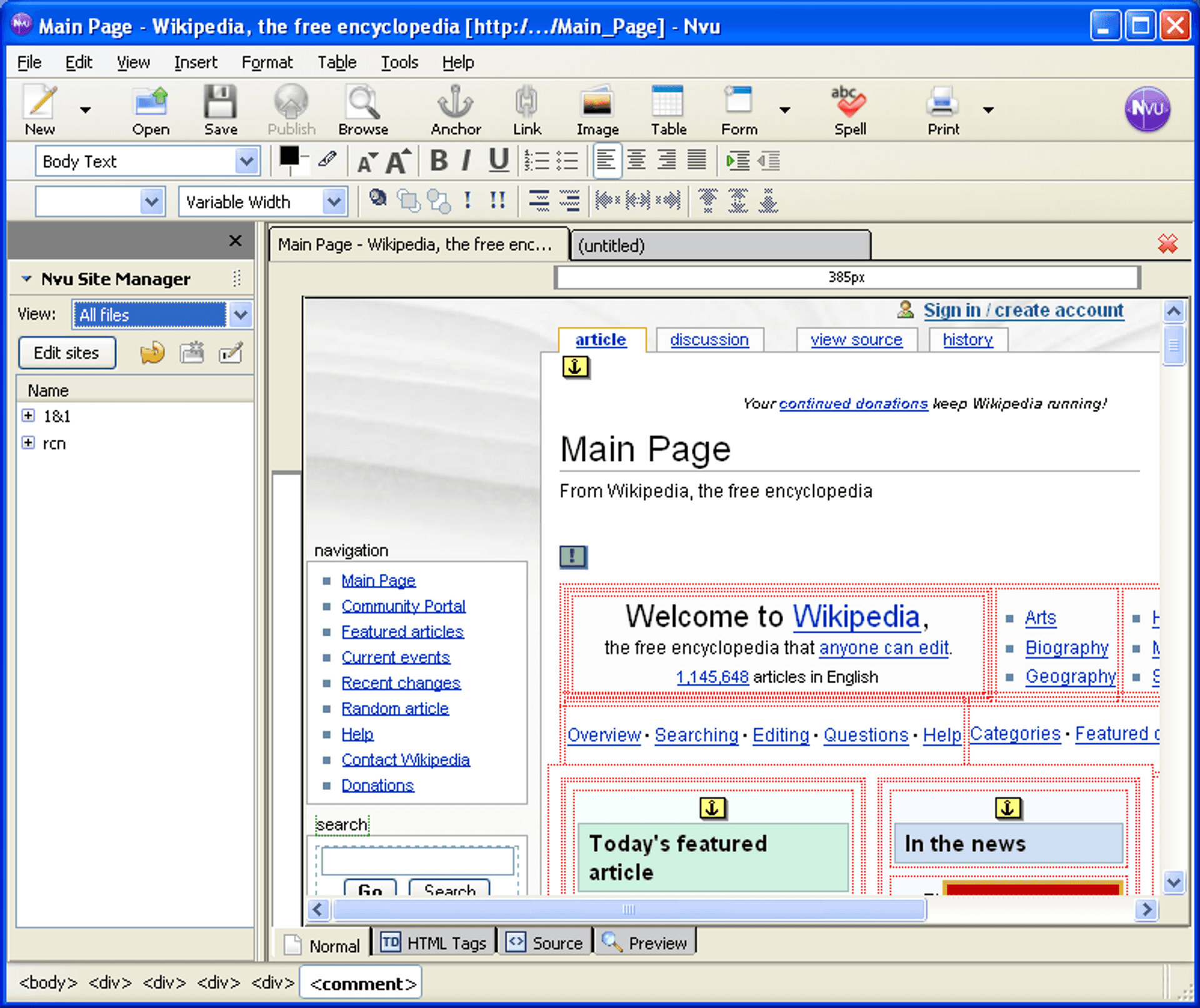 NVU Editor